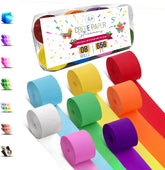 8 Crepe Paper Streamers Rolls, 656ft Pack of Unique 8 Rainbow Streamers Party Decorations, Birthday Streamers, Party Streamers for Wedding Decoration (1.8 inch x 82 ft/Roll)